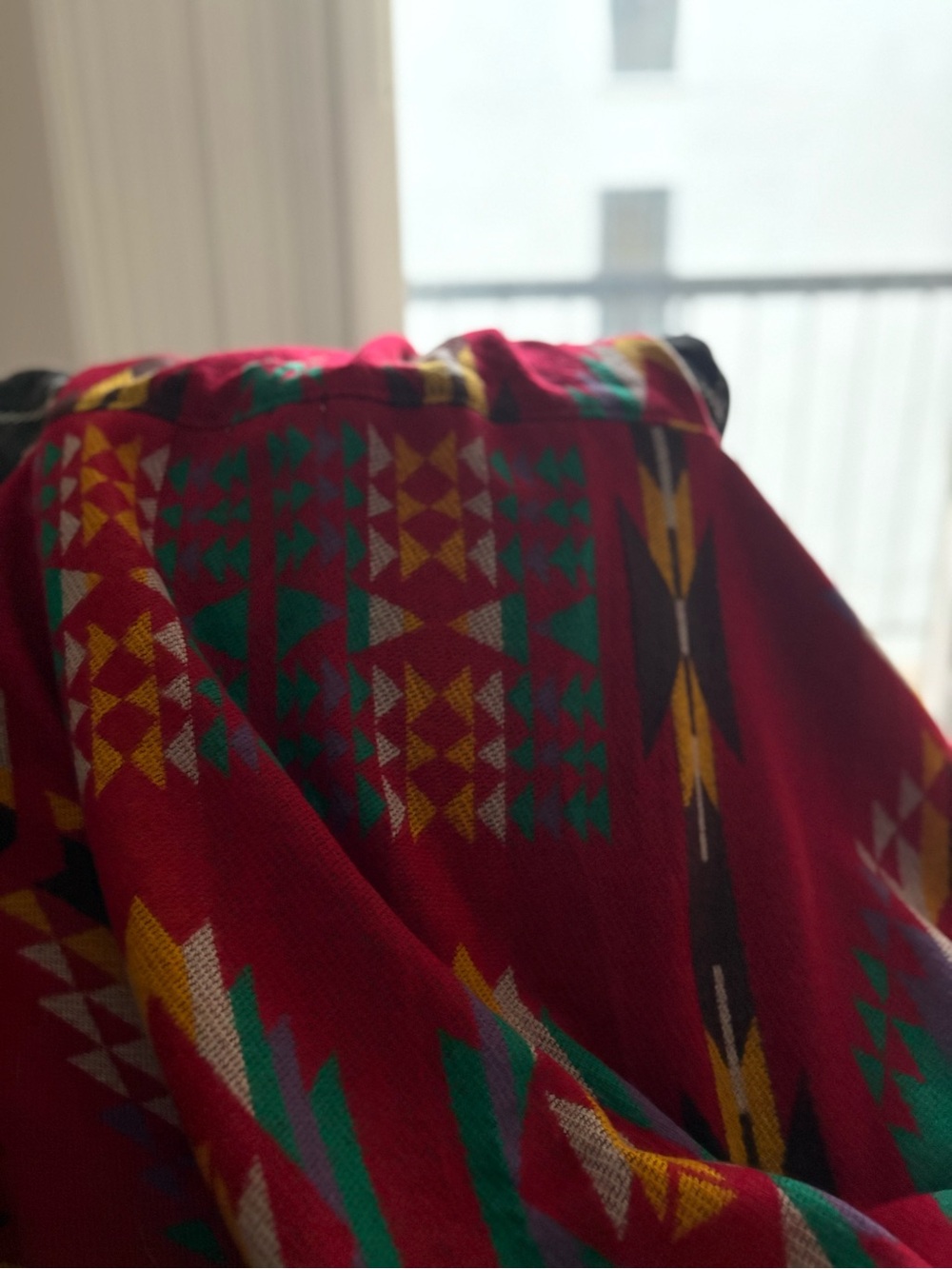 Modcloth Red Aztec Print Poncho - Picture 3 of 3
